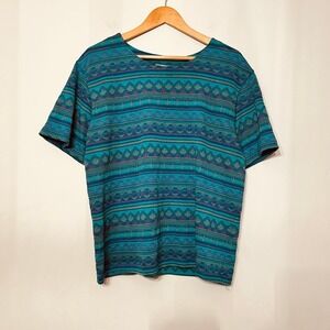 Jaclyn Smith Sport Shirt Women's XL Aztec Southwest Art Vintage 90s‎ Made in USA